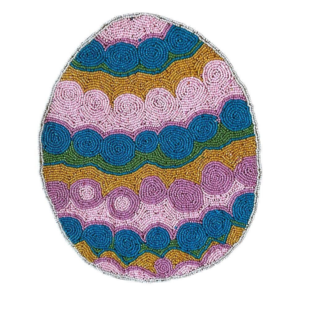 Tiramisu Easter Egg Beaded Placemat 15in Pop of Color New